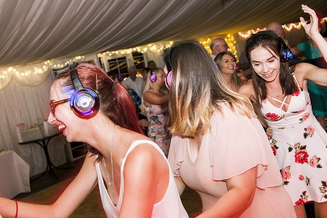 Book a silent disco wedding DJ or headphone equipment rental